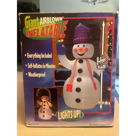 8ft Giant Airblown Inflatable Snowman-Lights up outdoor holiday decor Christmas - Picture 1 of 2